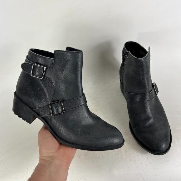 Cole Haan Rooney Short Boots Women's 8 Black Leather Comfort Buckle Strap D42552 - Picture 1 of 10